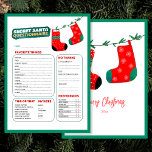 Tarjeta Festiva Navidades divertidos juego secreto Santa Cuestionn<br><div class="desc">¿Te gusta recibir regalos secretos de Papá Noel para tus amigos, familiares o incluso intercambiar regalos de Navidad con tus compañeros de trabajo durante la temporada de Navidades? ¡Mira nuestra divertida tarjeta de vacaciones secreta de Navidades Santa Questionnaire! El propósito de este cuestionario es ayudarle a crear la lista de...</div>