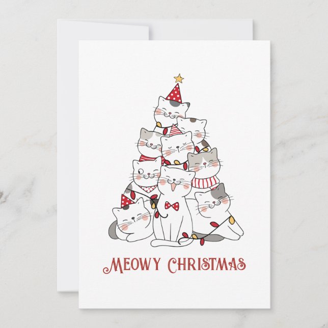 Tarjeta Festiva Navidades divertidos Navidades del Gato Gato Gato (Anverso)