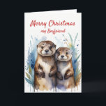 Tarjeta Festiva Navidades Divertidos Otter Maravilloso Novio<br><div class="desc">Navidades Abiertamente Maravilloso Novio Silly pero lleno de amor Feliz Navidad</div>