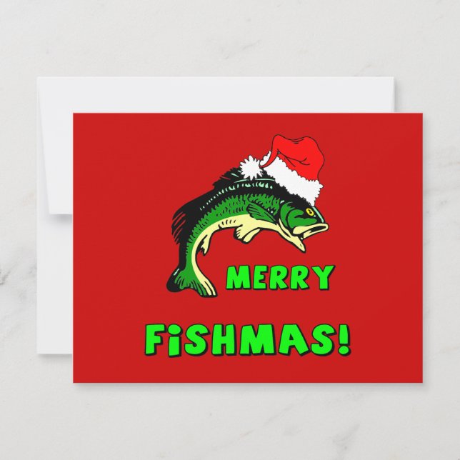 Tarjeta Festiva Navidades divertidos pescando (Anverso)