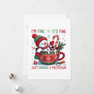 Tarjeta Festiva Navidades divertidos Snowman