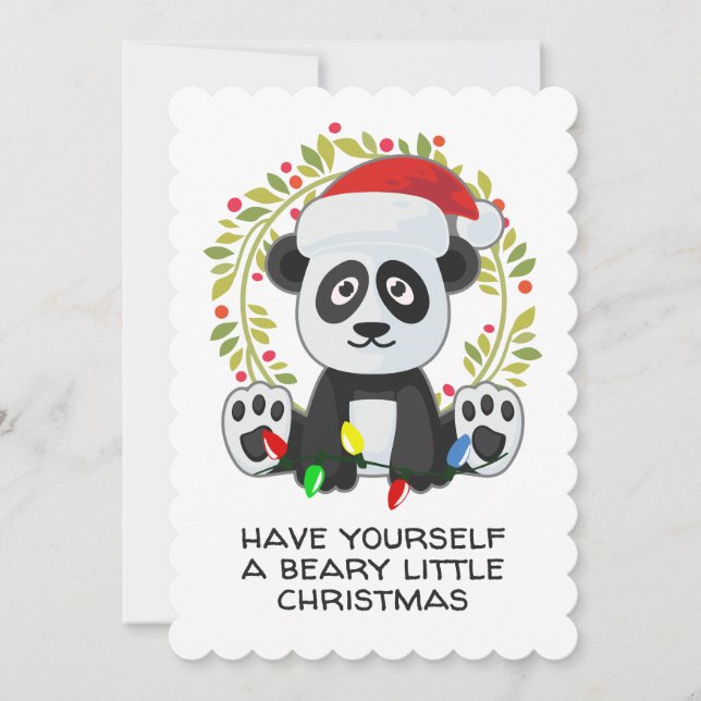 Tarjeta Festiva Navidades divertidos Song Pun Panda (Anverso)