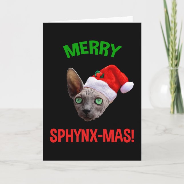 Tarjeta Festiva Navidades divertidos Sphynx-Mas Sphynx Cat Lover (Anverso)