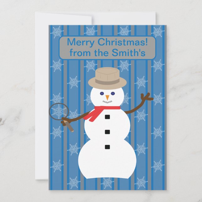 Tarjeta Festiva Navidades divertidos y entusiastas Detective Snowm (Anverso)