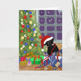 Tarjeta Festiva Navidades divertidos y negros de Labrador