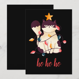 Tarjeta Festiva Navidades divertidos y sarcásticos de Cat Ho Ho Ho