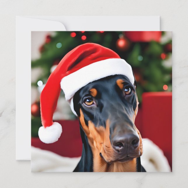 Tarjeta Festiva Navidades Doberman (Anverso)