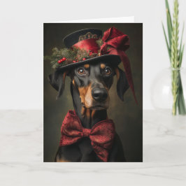 Tarjeta Festiva Navidades Doberman de Victoria