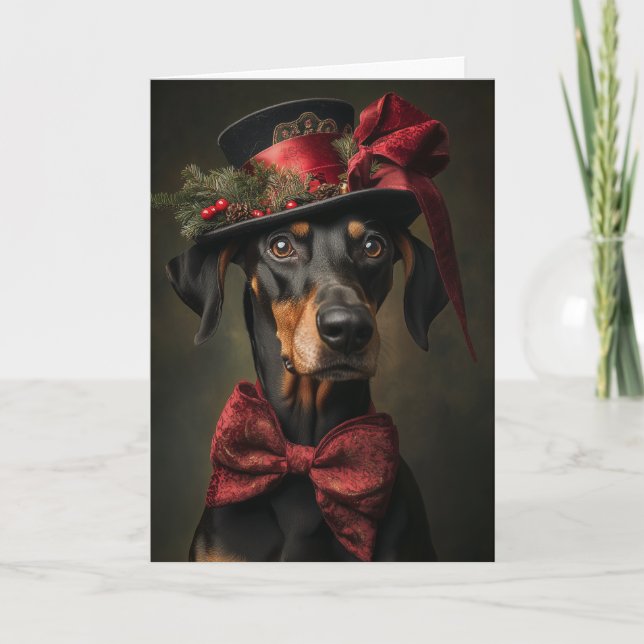 Tarjeta Festiva Navidades Doberman de Victoria (Anverso)