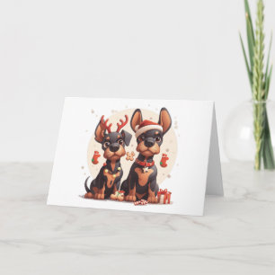 Tarjeta Festiva Navidades Dobermann Dogs