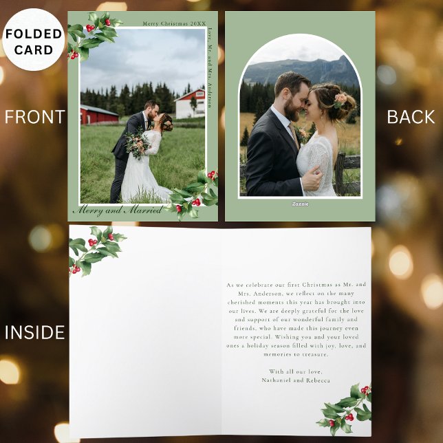 Tarjeta Festiva Navidades doblados con foto de merry y married Sag (Subido por el creador)