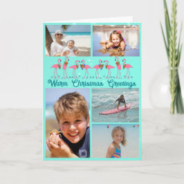 Tarjeta Festiva Navidades doblados del Collage de fotos Flamingos