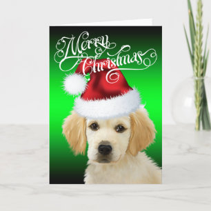Tarjeta Festiva NAVIDADES DOG Adorable Santa Puppy