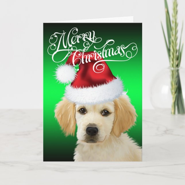 Tarjeta Festiva NAVIDADES DOG | Adorable Santa Puppy (Anverso)