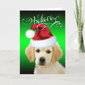 Tarjeta Festiva Navidades DOG| Cree que el Adorable Golden Santa P