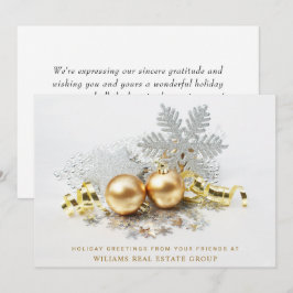 Tarjeta Festiva Navidades dorados balls Ornament Corporate Greetin