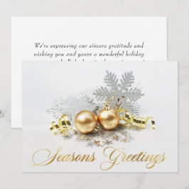 Tarjeta Festiva Navidades dorados balls Ornament Corporate Greetin