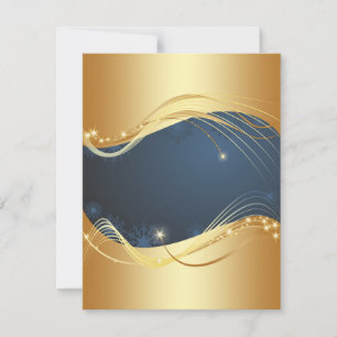 Tarjeta Festiva Navidades dorados con fondo azul...