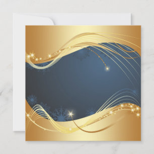 Tarjeta Festiva Navidades dorados con fondo azul...