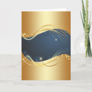 Tarjeta Festiva Navidades dorados con fondo azul...