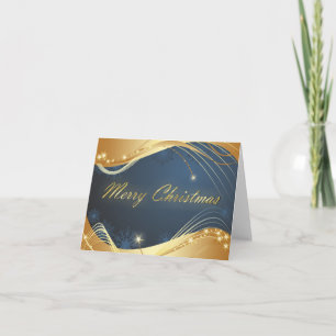 Tarjeta Festiva Navidades dorados con fondo azul...