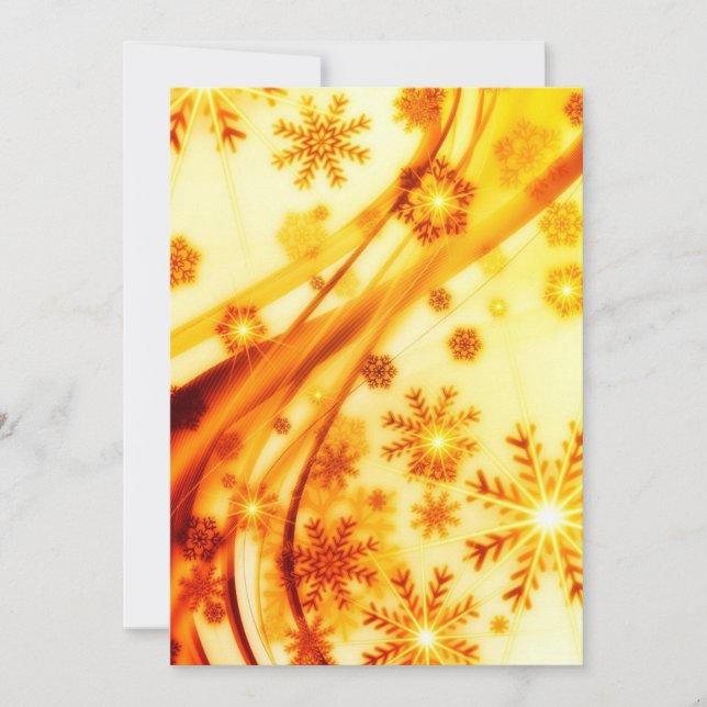 Tarjeta Festiva Navidades dorados copos de nieve (Anverso)