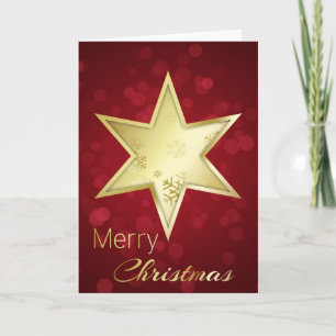 Tarjeta Festiva Navidades dorados Estrella Red Bokeh