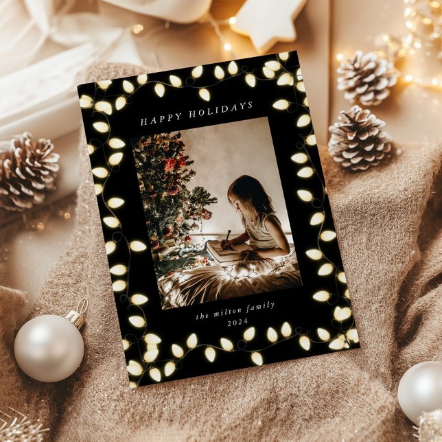 Tarjeta Festiva Navidades dorados iluminan una foto (Subido por el creador)