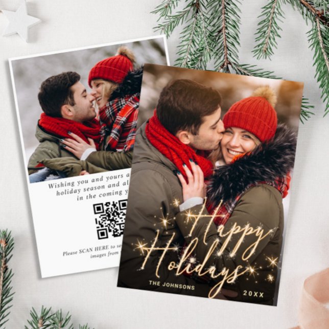 Tarjeta Festiva Navidades dorados modernos 2 FOTO Código QR (Subido por el creador)