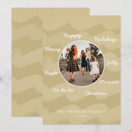 Tarjeta Festiva Navidades dorados modernos desean foto familiar