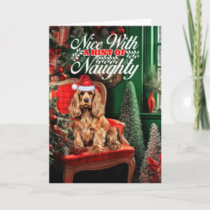 Tarjeta Festiva Navidades dulces Cocker Spaniel Naughty o Nice