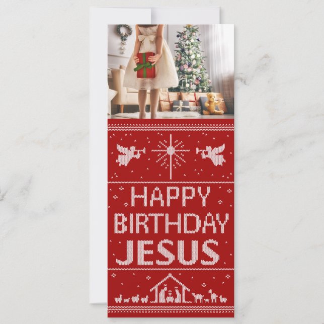 Tarjeta Festiva Navidades dulces cumpleaños feliz Jesús Religioso (Anverso)
