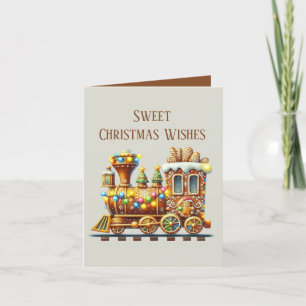 Tarjeta Festiva Navidades dulces Desean el tren de pan de jengibre