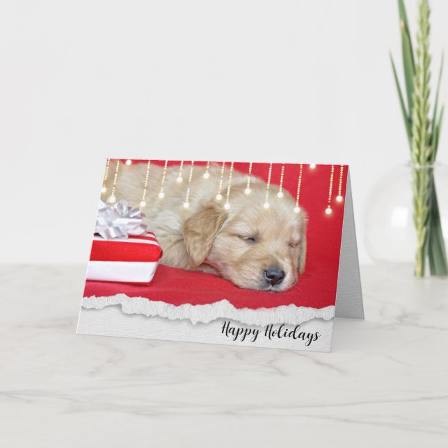 Tarjeta Festiva Navidades durmientes Lágrimas de oro (Anverso)