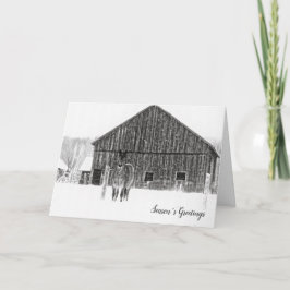 Tarjeta Festiva Navidades ecuestres monocromo caballo de vacacione