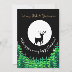 Tarjeta Festiva Navidades editables Dad + Stepmom Moonlit Stag