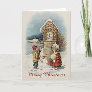 Tarjeta Festiva Navidades editables de estilo victoriano retro vin