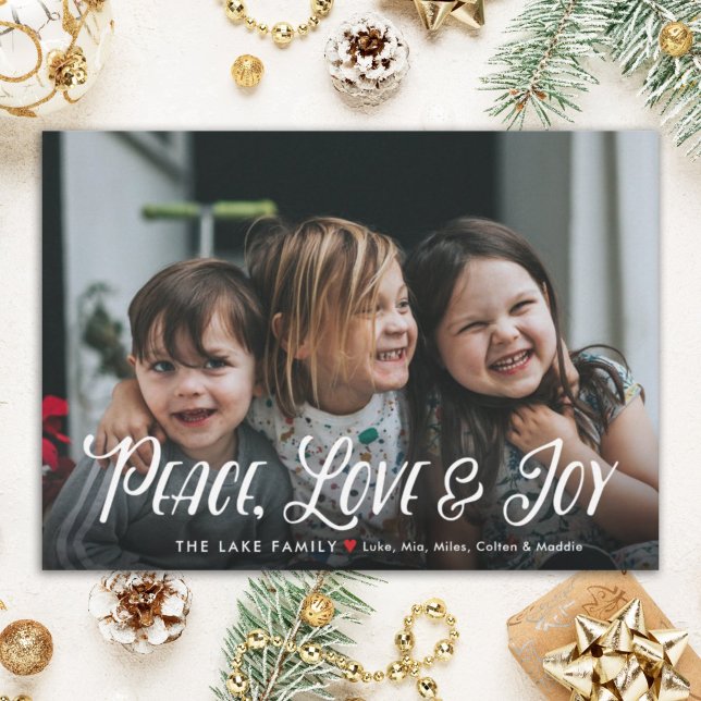 Tarjeta Festiva Navidades editables de paz moderna, amor y alegría (Subido por el creador)