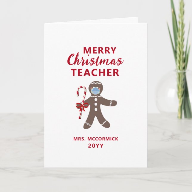 Tarjeta Festiva Navidades educacionales  Gingerbread Personalizado (Anverso)
