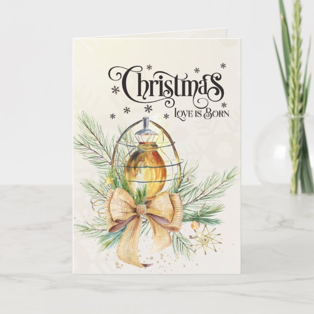 Tarjeta Festiva Navidades El amor nace Juan 3:16 (Anverso)