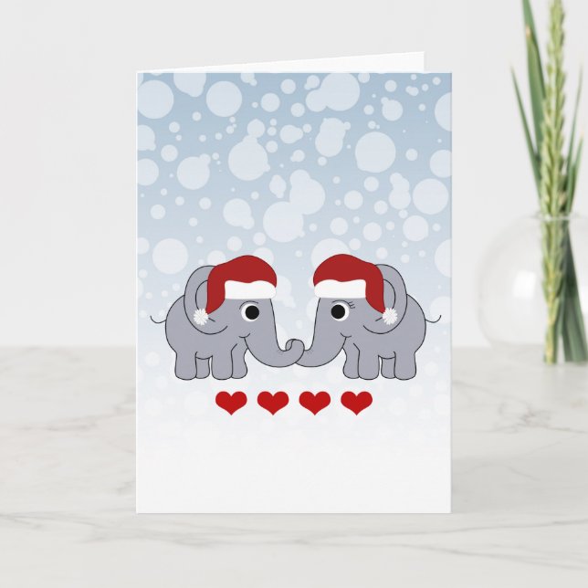 Tarjeta Festiva Navidades elefantes (Anverso)