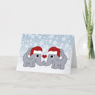 Tarjeta Festiva Navidades elefantes