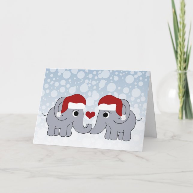 Tarjeta Festiva Navidades elefantes (Anverso)