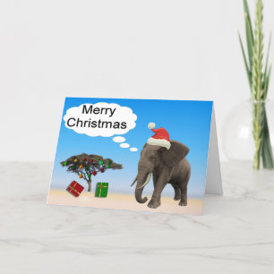 Tarjeta Festiva Navidades elefantes