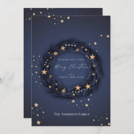 Tarjeta Festiva Navidades Elegant Blue Wreath