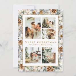 Tarjeta Festiva Navidades Elegante acuarela Foliage Botánico