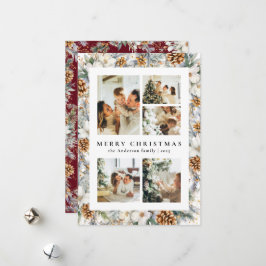 Tarjeta Festiva Navidades Elegante acuarela Foliage Botánico