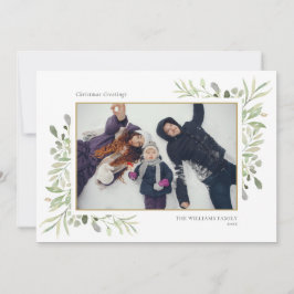 Tarjeta Festiva Navidades Elegante acuarela Verdor Floral Foto