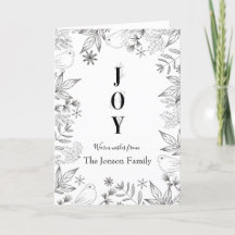 Navidades elegante guión blanco negro floral