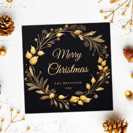 Tarjeta Festiva Navidades elegante moderno Oro negro único festivo